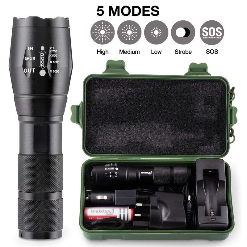 Torch Handheld Super Bright LED Rechargeable 2000LM Flashlight With 5 Modes
