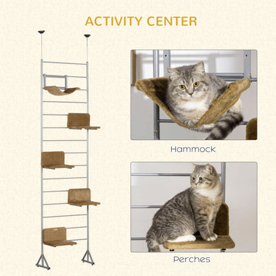 9FT Adjustable Multi-Level Cat Climber Climbing Tree Tower Scratcher Post Steps