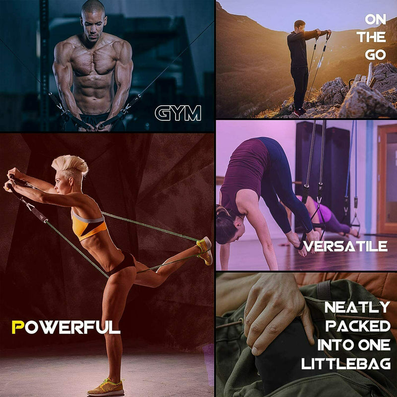 Portable Exercise Bands with Door Anchor, Handles, Carry Bag, Legs Ankle Straps