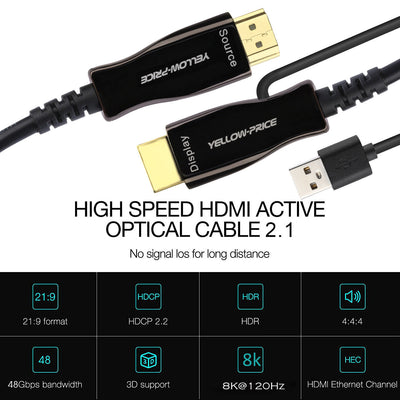 REAL 8K Optic Fiber HDMI 2.1 Cable-UHD HDR 8K@120Hz, eARC, Dolby Vision, HDCP2.2
