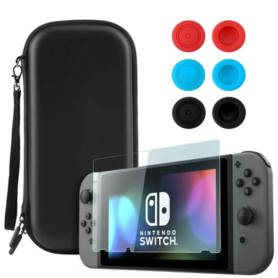 Carrying Travel Game Bag + TPU Case + Tempered Glass + Caps for Nintendo Switch