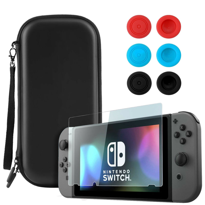 Carrying Travel Game Bag + TPU Case + Tempered Glass + Caps for Nintendo Switch