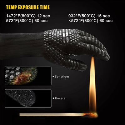 High Dexterity Extreme Heat Resistant BBQ Gloves for Handling Hot Food, Black CA