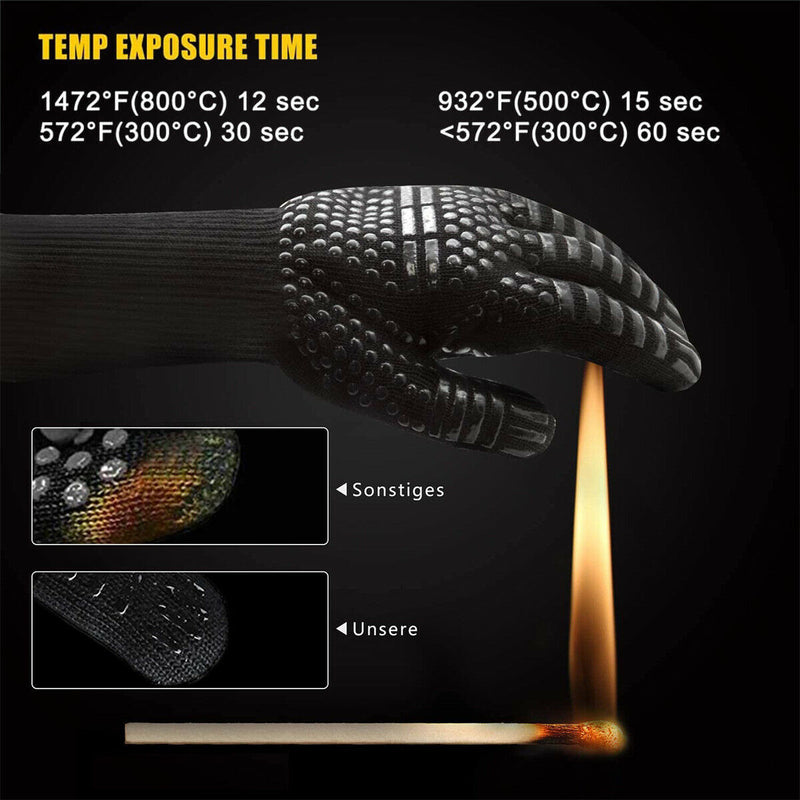 High Dexterity Extreme Heat Resistant BBQ Gloves for Handling Hot Food, Black CA