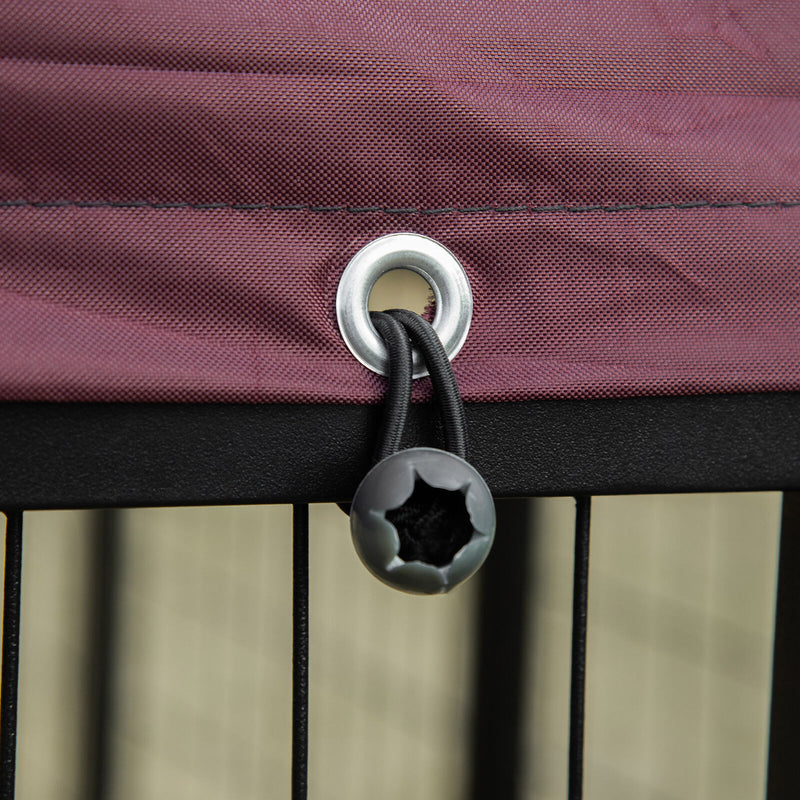 PawHut Outdoor Dog Kennel Lockable Welded Wire Steel Fence w/ Oxford Cover Door