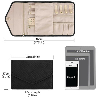 Lightweight Foldable Jewelry Bag Case with Zippered Pockets & Magnetic Closure