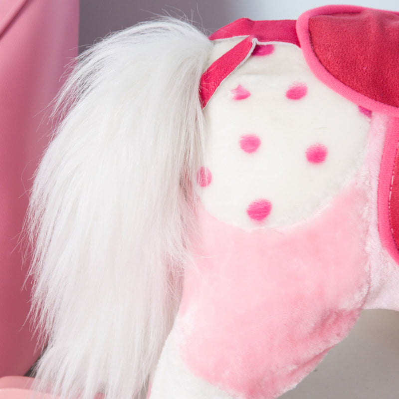 Kid Plush Rocking Horse Ride-on Baby Girl Toy Pony w/ Realistic Sound Pink
