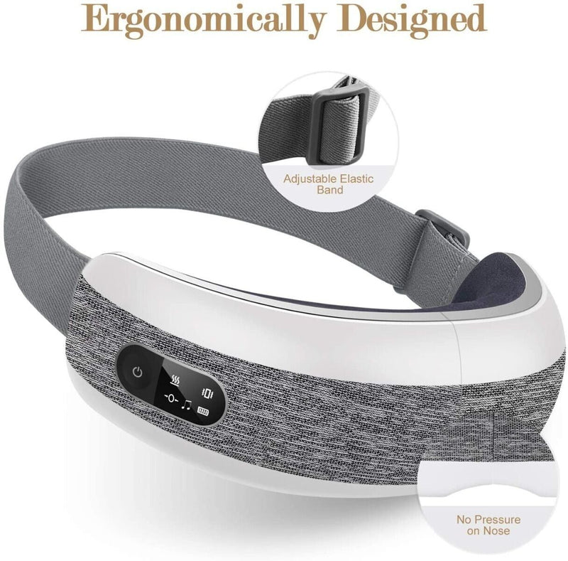 Wireless Eye Care Massager Vibration Heat Compression USB Rechargeable 1200MAH