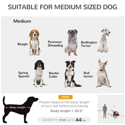 PawHut 2 In 1 Durable Pet Dog Bicycle Trailer Stroller Jogger Red Black