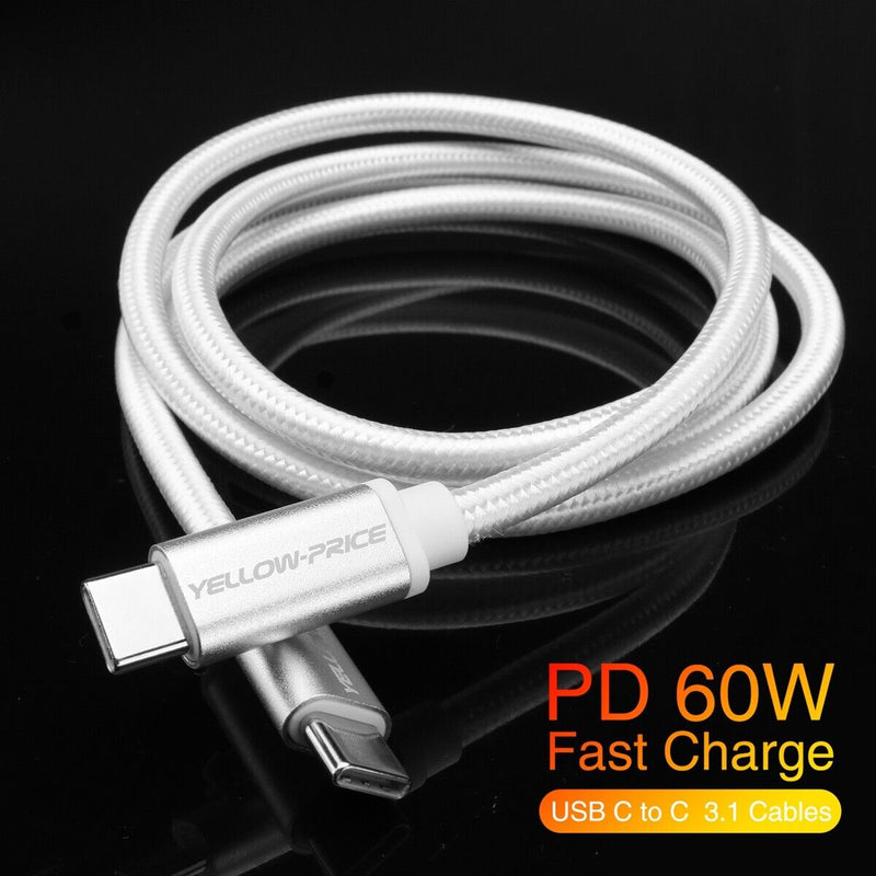 USB Type-C to Type-C 3.1 Gen 2 Cable 10Gbps 60W 4K Video Data Transfer, 3ft/0.9m