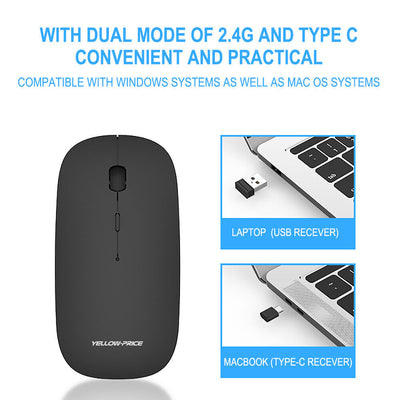 2.4G USB C / USB A Dual Mode Wireless Silent Mouse for Laptop MacBook Notebook