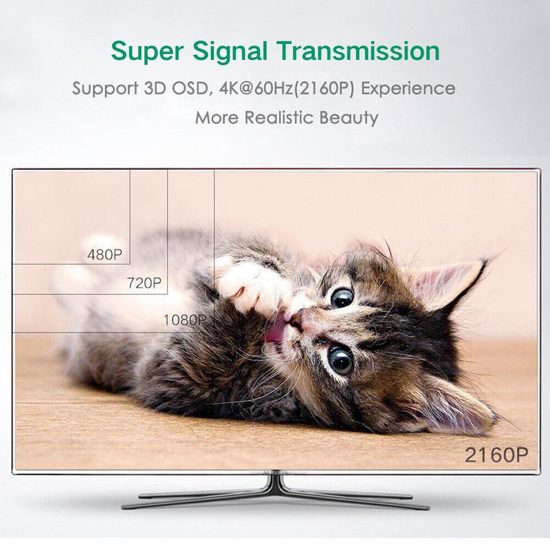 6FT 4K@60Hz Ultra HD HDMI Cable V2.0 High Speed 2160p UHD 3D CHROME HDTV Gold
