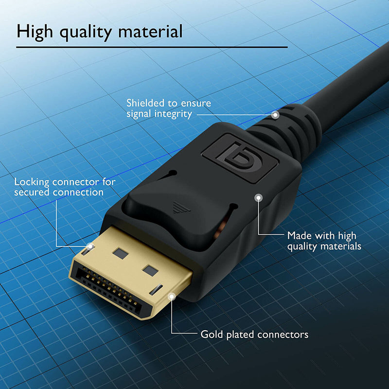 DisplayPort to DisplayPort Cable, DP to DP, 4K Resolution, High Spped, 6FT Black