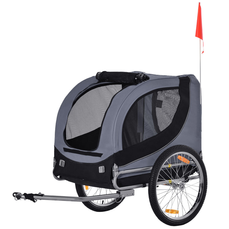 Pet Bike Trailer Dog Cat Travel Carrier Foldable Gray