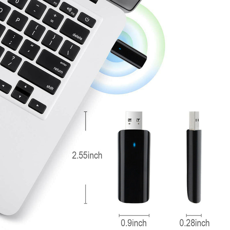 Ac1300Mbps High Speed 802.11Ac WiFi Adapter for Desktop / Laptop, Install Fast