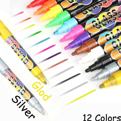 Liquid Chalk Markers - Non Toxic Extra Gold & Silver Included for Glass, Windows