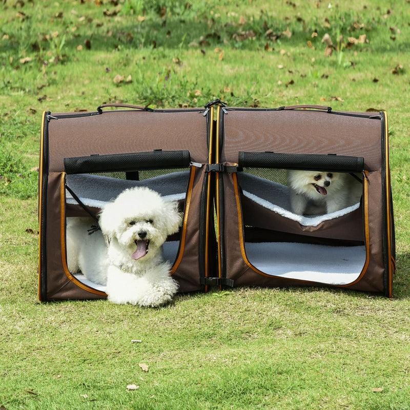Large Portable Double Cat Pet Carrier Kennel Bag Oxford Travel Car Seat