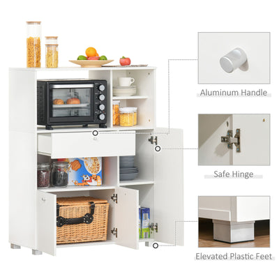 Compact Kitchen Pantry Buffet Server Hutch Microwave Cabinet with Drawer