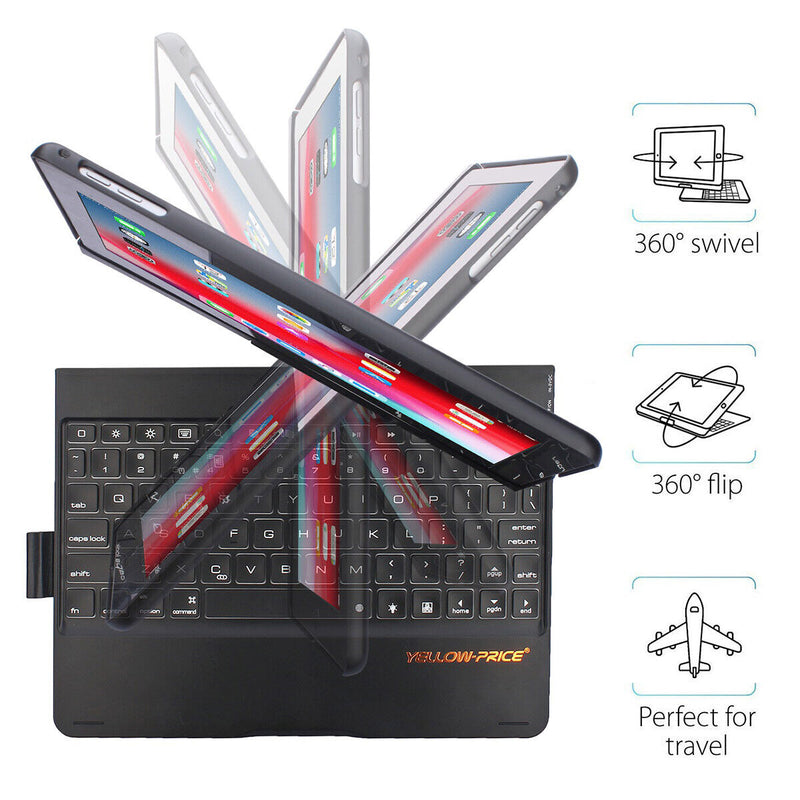 Wireless Keyboard Case-7 Color Backlit 360 Rotatable for iPad Pro 12.9" 11" 2020