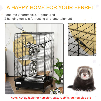 Small Animal Habitat Pet Play House for Ferret w/ Wheels Hammocks Tunnels