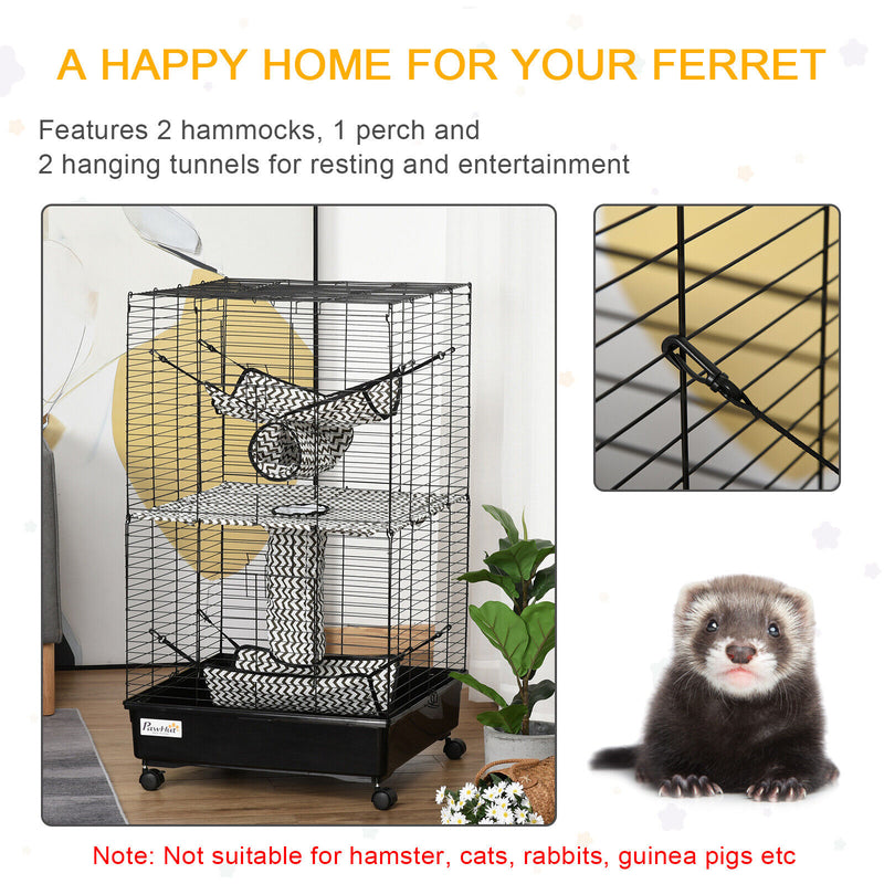 Small Animal Habitat Pet Play House for Ferret w/ Wheels Hammocks Tunnels
