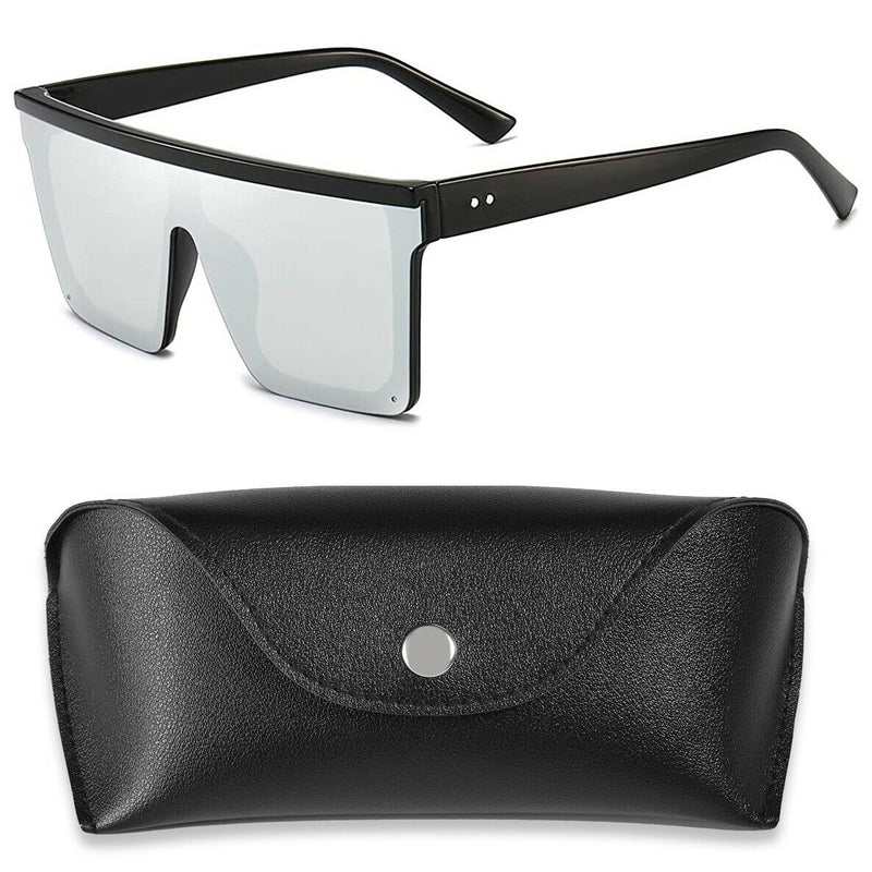 UV400 Flat Top oversized Shield Sunglasses / Trending Big Square Celeb Retro CA