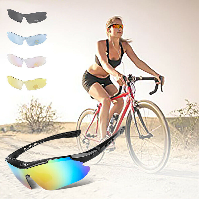 Sports Glasses with 5 Interchangeable HD Lenses-Anti Explosion,Scratch Resistant