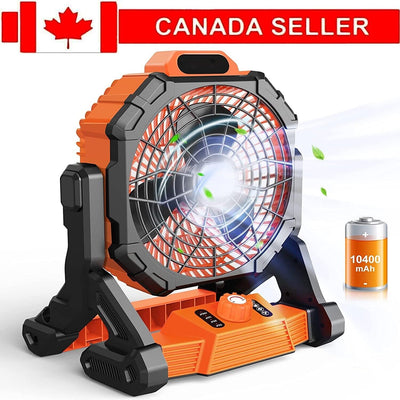 Outdoor Portable Camping Tent Fan with LED Light Rechargeable Cordless Tent Lamp