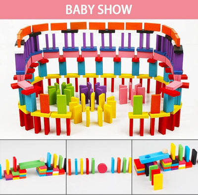 120Pcs Kids Wooden Coloured Tiles Dominoes Set Toy Blocks Arts Crafts Fun Gam CA