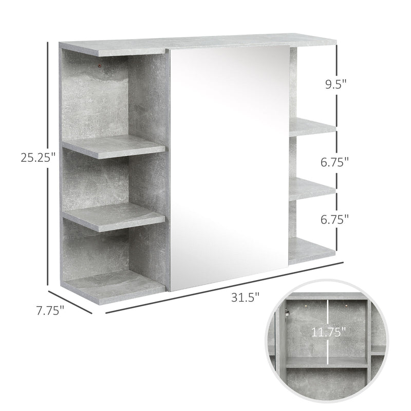 32" x 8" Medicine Cabinet Bathroom Wall Cabinet w/ Mirror Door Storage Shelf