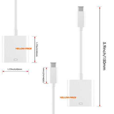 USB 3.1 Type-C to VGA Adapter Cable FHD 1080P for 2020-2016 MacBook Pro/Air 13