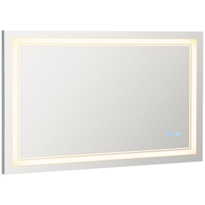 kleankin Modern LED Bathroom Mirror, Dimmable Vanity Mirror w/ Memory Function