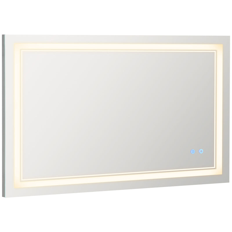 kleankin Modern LED Bathroom Mirror, Dimmable Vanity Mirror w/ Memory Function