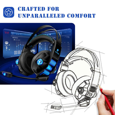 LED Gaming Headset Xbox One/PS4/PC Surround Sound Stereo w/ Noise Canceling&Mic