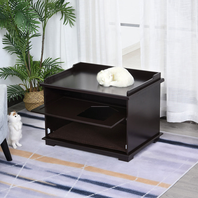 Wooden Cat Litter Box Covered Mess Free End Table Hideaway Cabinet 5056399111372