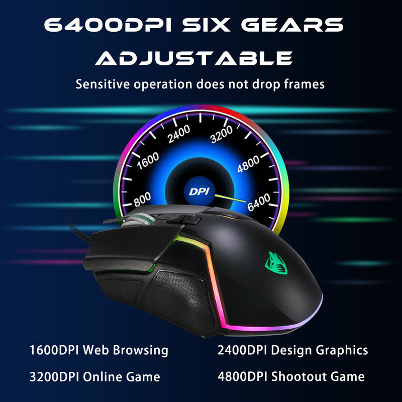 Detachable & Ergonomic Mechanical Keyboard and Mouse Combo RGB Gaming 104 Keys