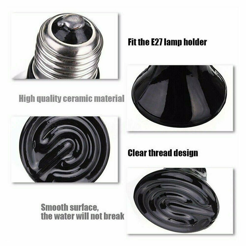 100W CERAMIC HEAT BULB REPTILE PET COOP GROW EMITTER BROODER INFRARED LAMP CA