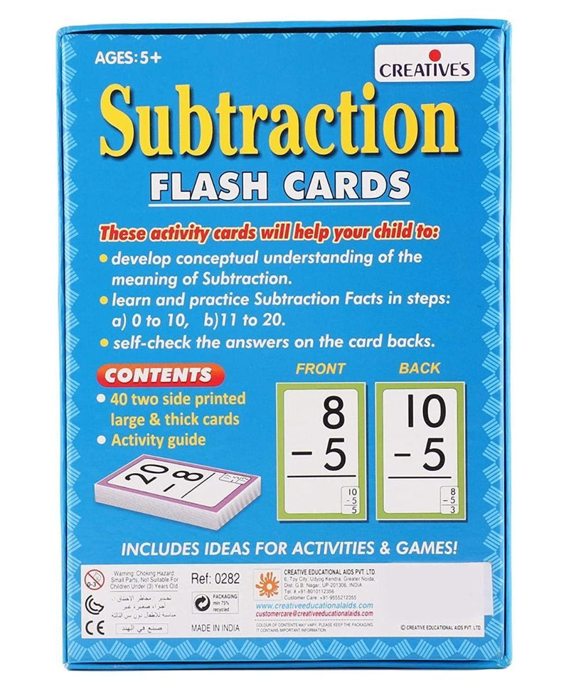 Math Flash Subtraction Cards For children Activity &amp; Early Learning game CA
