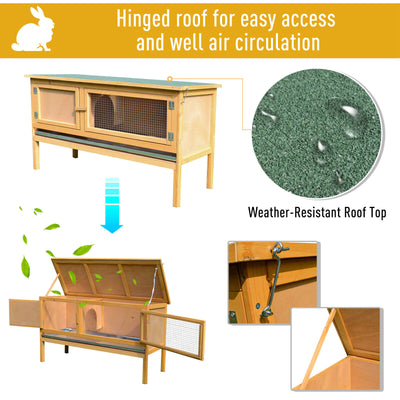 Raised Outdoor Small Animal Backyard Habitat Wood Hutch Weather Resistant Cage