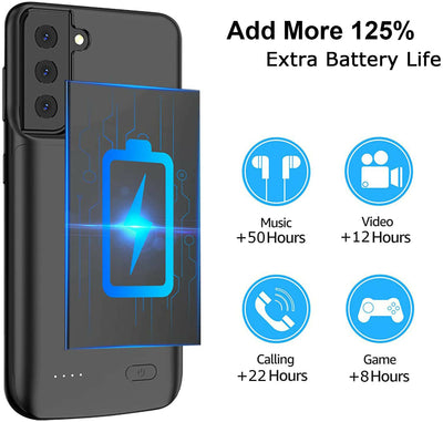 4800mAh Extended Battery Charger Protective Case for Galaxy S22 Ultra 5G 6.8inch