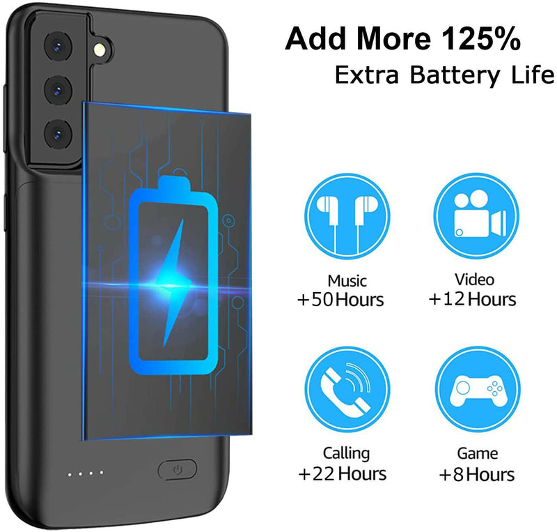 4800mAh Extended Battery Charger Protective Case for Galaxy S22 Ultra 5G 6.8inch