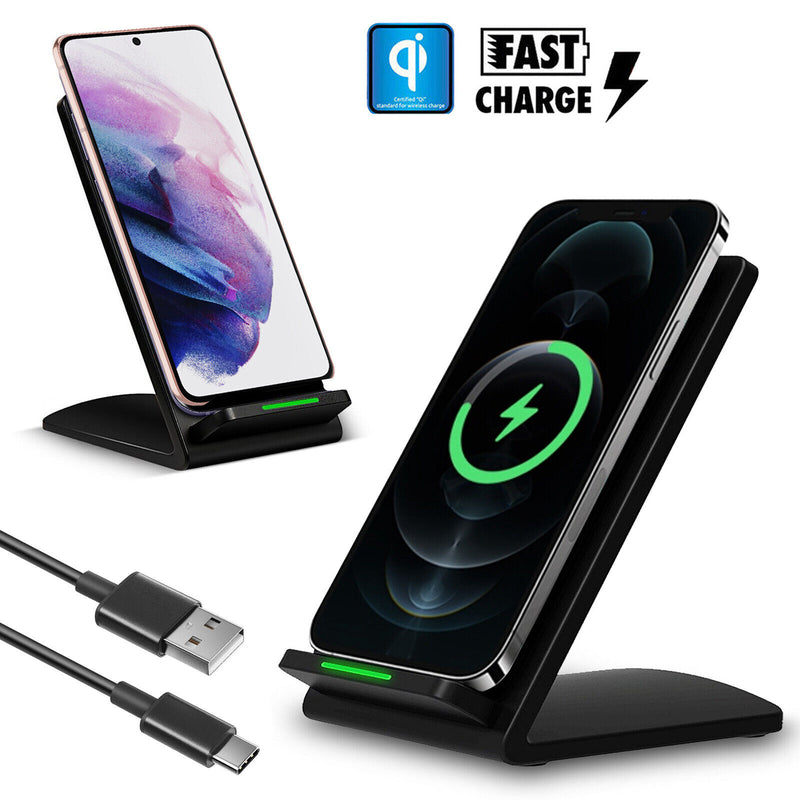 15W Qi-Certified Fast Wireless Charging Stand for Galaxy S21 S20 iPhone 12 11 Xs