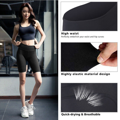1/2-Packs Women's Quick-DRY High Waist Spandex Compression Exercise Shorts