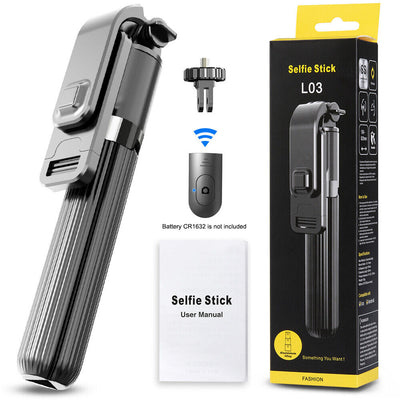 All-in-One Design Aluminum 32" Extendable Selfie Stick Tripod w/ Wireless Remote