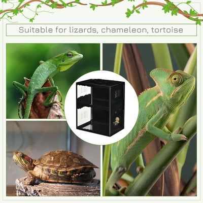Reptile Cage Enclosure, Lizard Breeding Tank w/ Lamp Holders, Turtle, Chameleon 196393070970