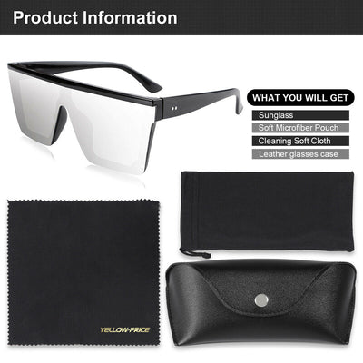 UV400 Flat Top oversized Shield Sunglasses / Trending Big Square Celeb Retro CA