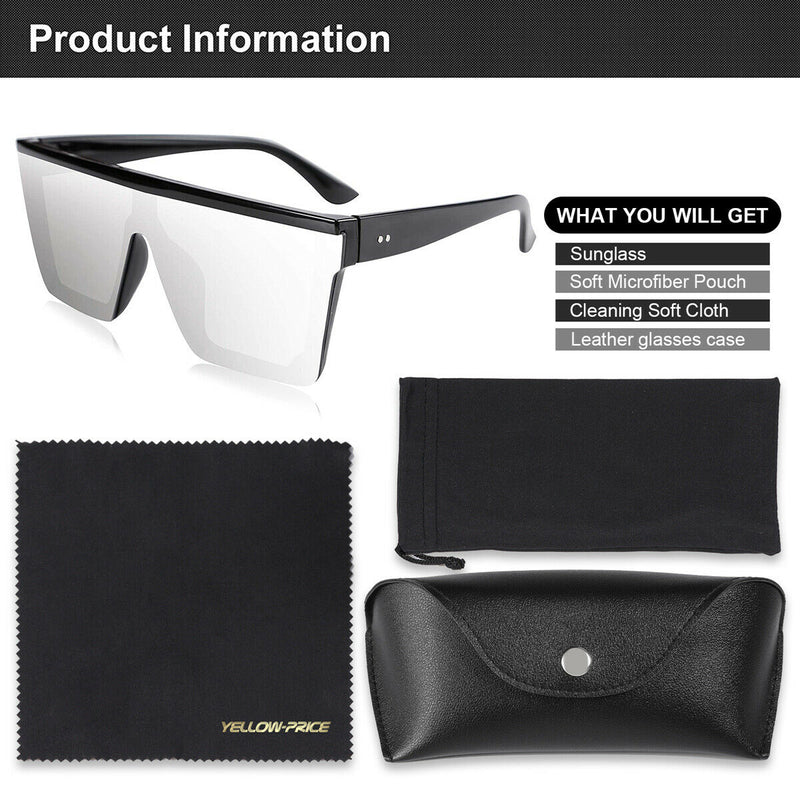 UV400 Flat Top oversized Shield Sunglasses / Trending Big Square Celeb Retro CA
