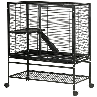 Small Animal Cage for Ferret Chinchilla Guinea Pig W/ Wheels Tray Ramp