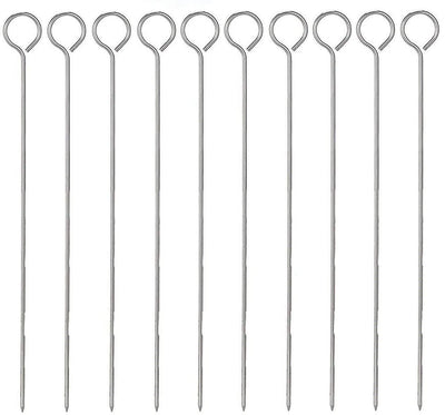 6pcs BBQ Kabob Skewers Roasting Sticks Meat Skewers 35cm Flat Stainless Steel