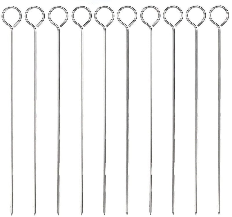 6pcs BBQ Kabob Skewers Roasting Sticks Meat Skewers 35cm Flat Stainless Steel